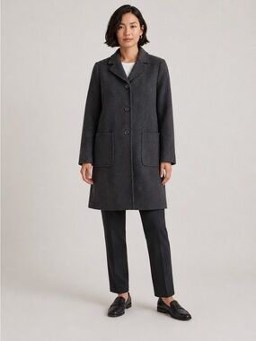 J. Crew Button Trend Jacket Coat Cashmere Wool Blend Tinsulate Charcoal Grey EU